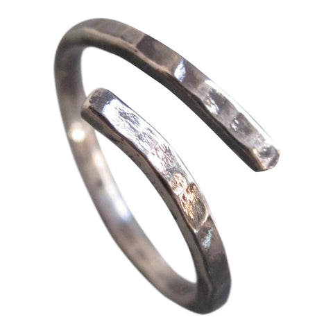 925 Silver hammered twist ring