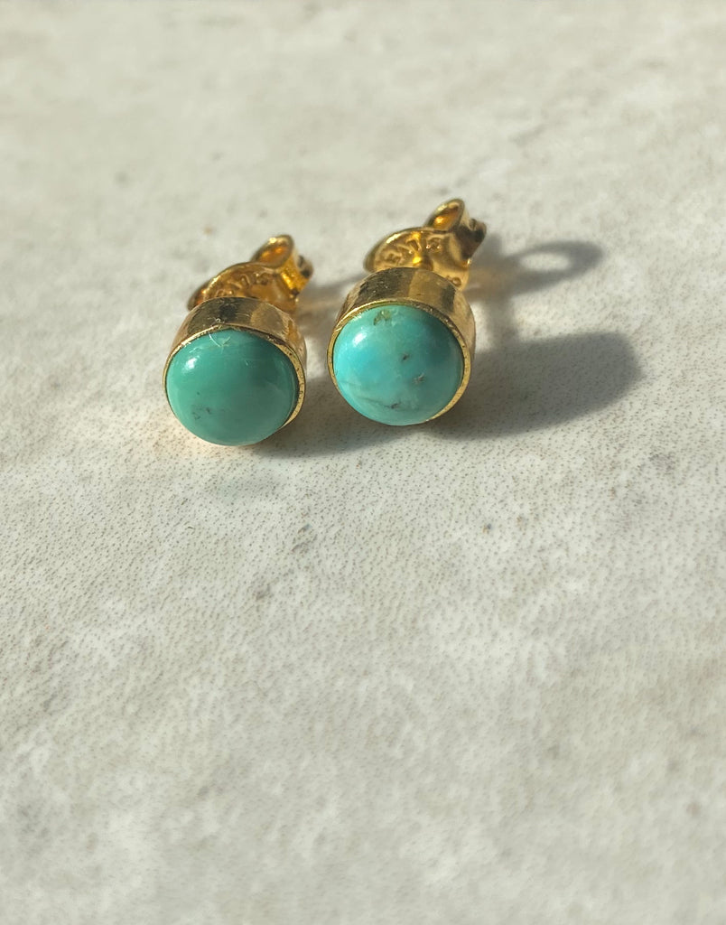 925 Silver  turquoise  Studs- Gold plated