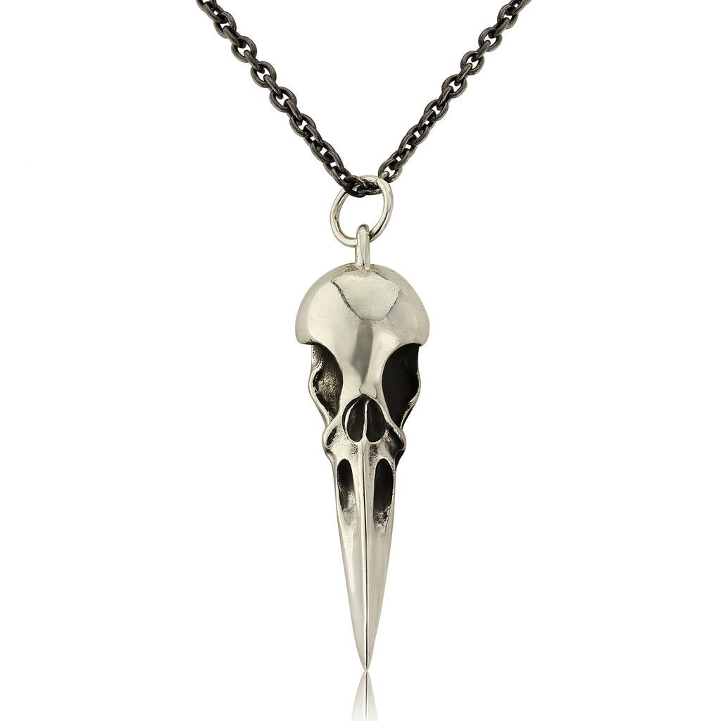 925 Silver Large Bird Skull Necklace