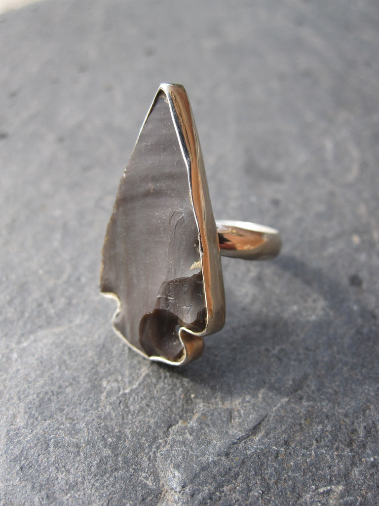 WDTS 925 Silver agate arrowhead ring
