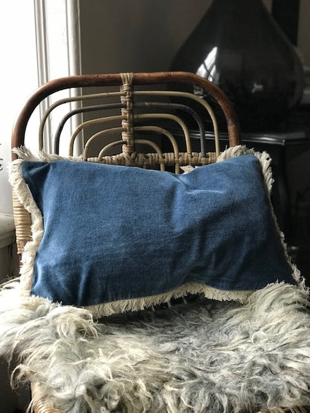 Stonewashed Velvet Cushion cover - blue 30x50