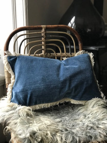 Stonewashed Velvet Cushion cover - blue 30x50