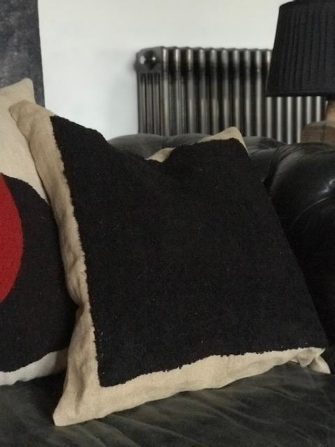Black square embroidered cushion cover