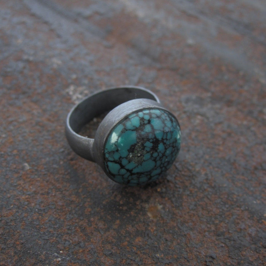 925 Silver - oxidised turquoise ring