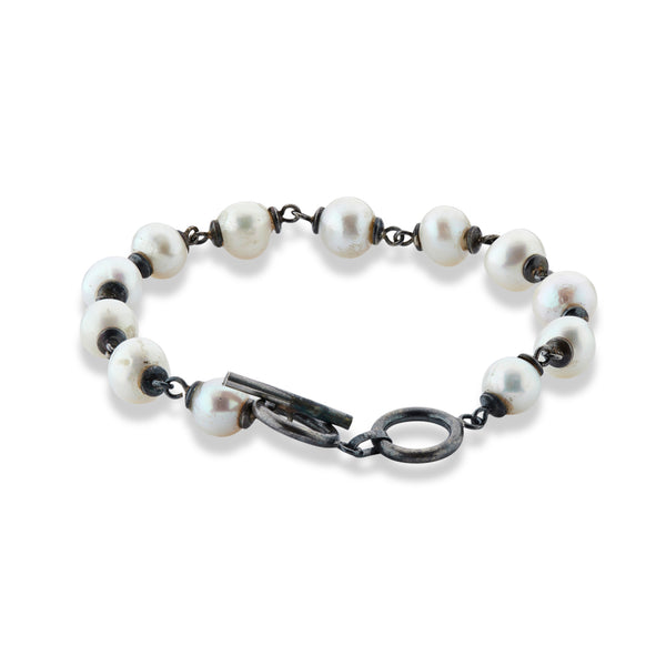 WDTS 925 Oxidised pearl bracelet