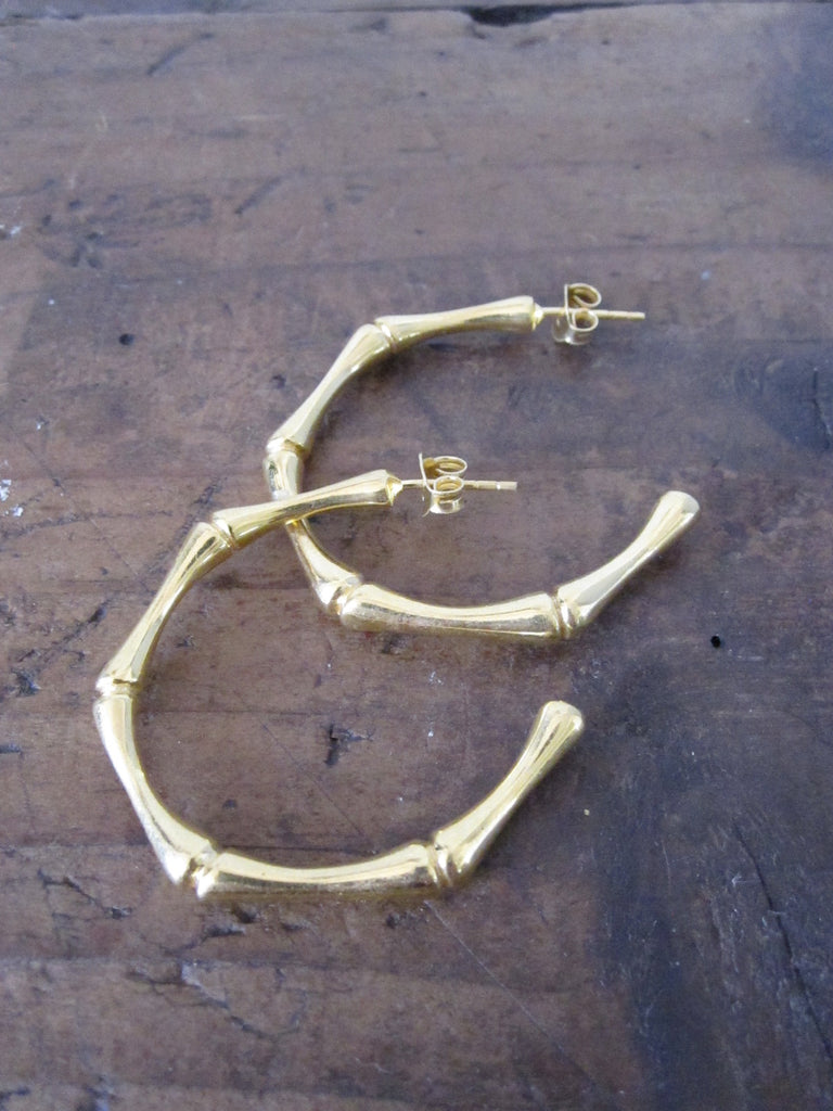 Bamboo Hoops - gold plated