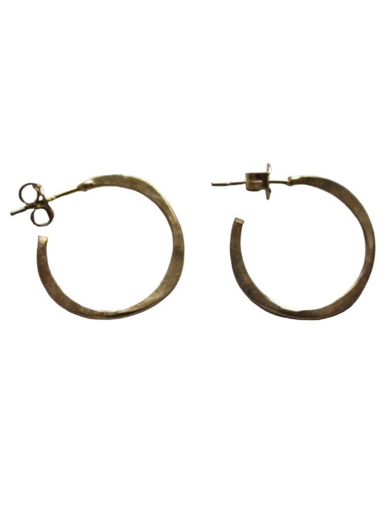 Irregular hammered gold plated small hoops