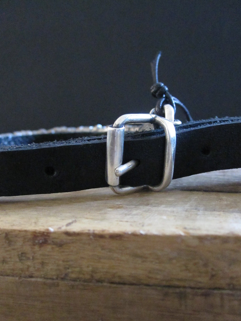 Goti 925 Silver and leather bracelet BR605