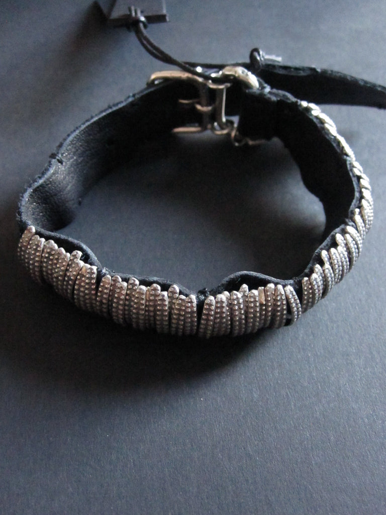 Goti 925 Silver and leather bracelet BR124