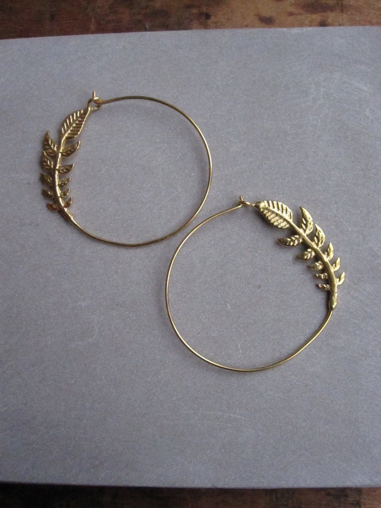 Leafy branch hoop - gold plated