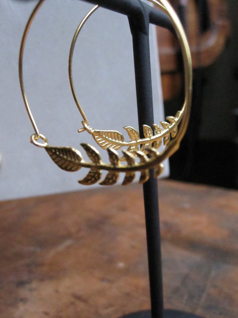 Leafy branch hoop - gold plated