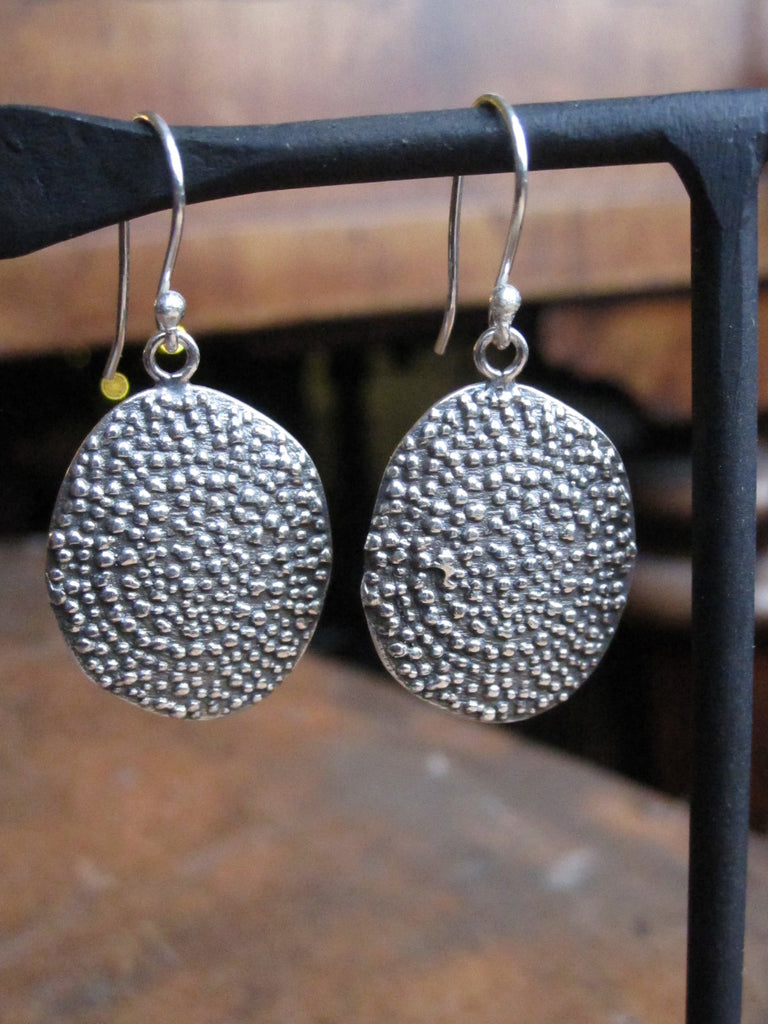 Textured oval 925 Silver earrings