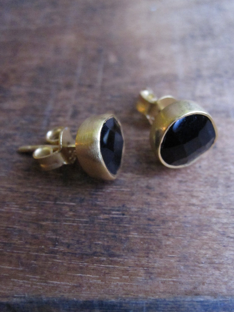 Gold plated irregular Onyx Earrings