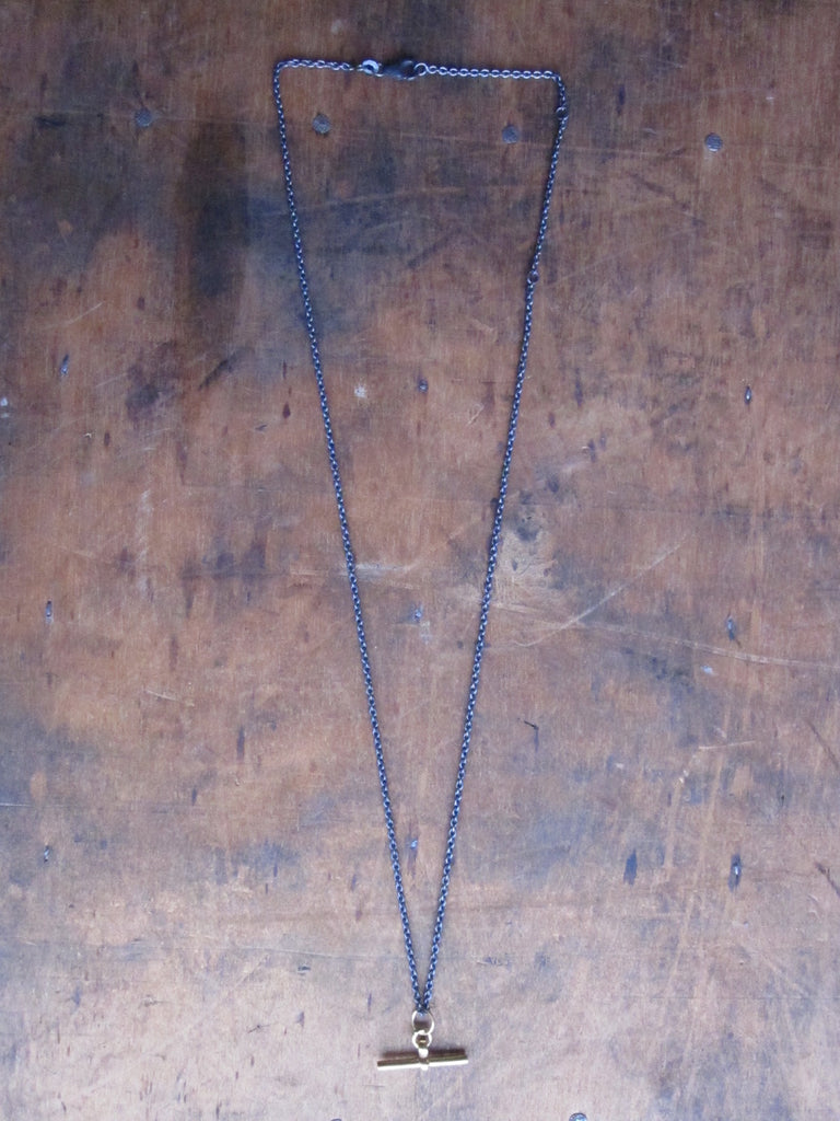 T-bar chain necklace oxid/gold