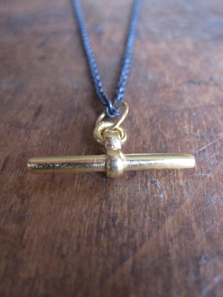 T-bar chain necklace oxid/gold