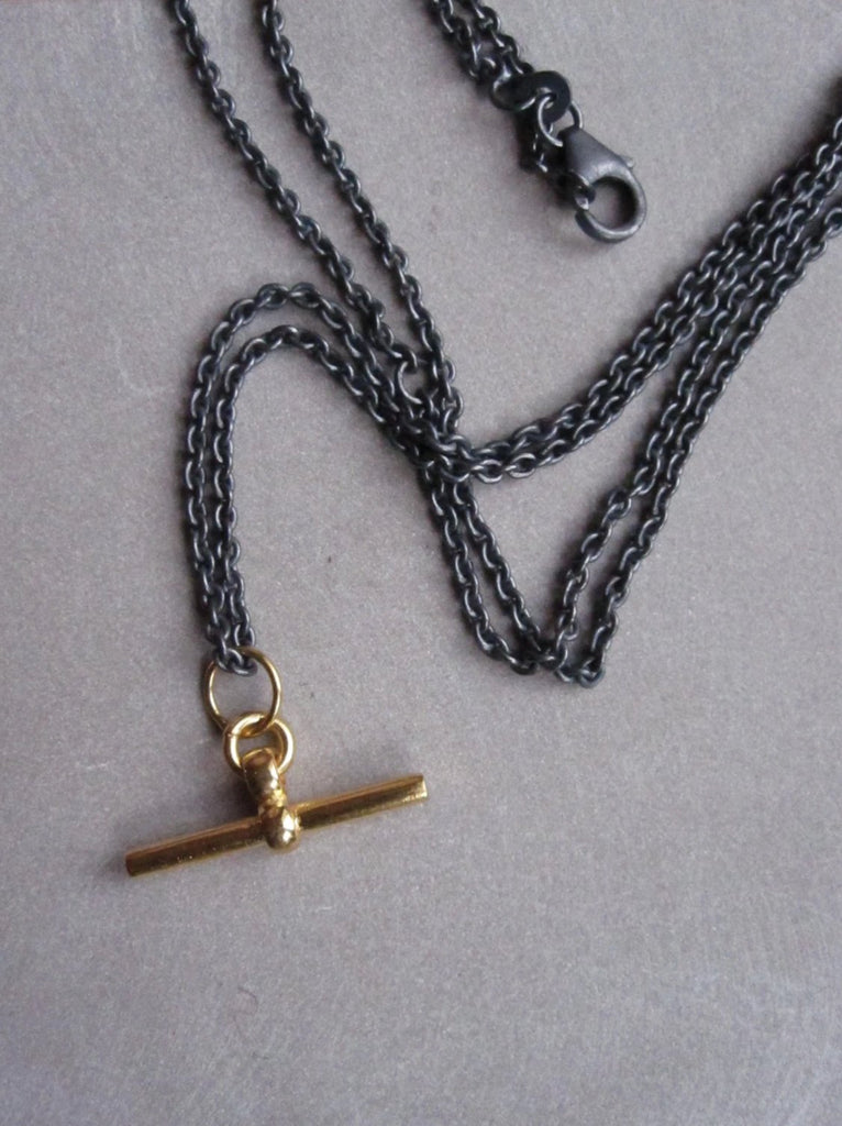 T-bar chain necklace oxid/gold