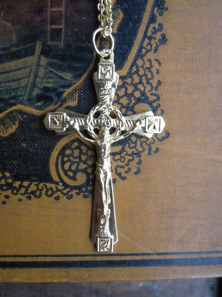 WDTS Gold plated 925 Silver ornate crucifix necklace