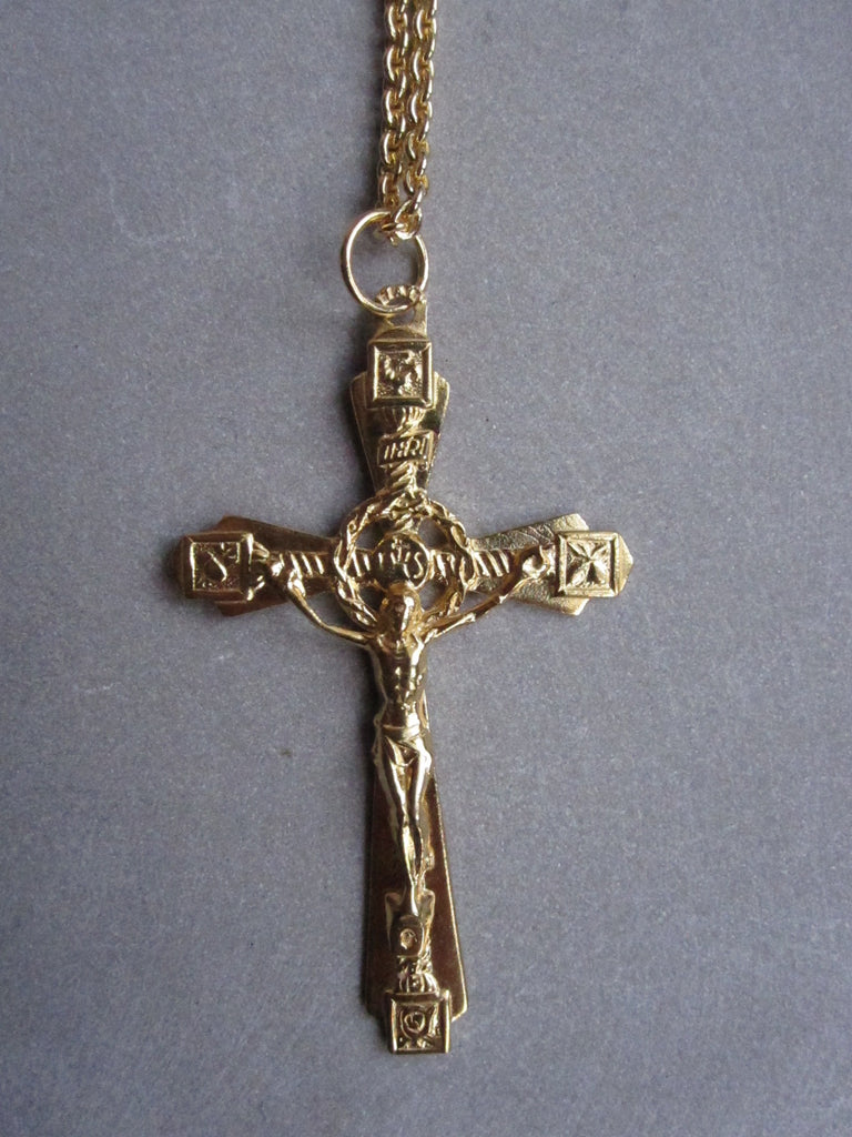 WDTS Gold plated 925 Silver ornate crucifix necklace