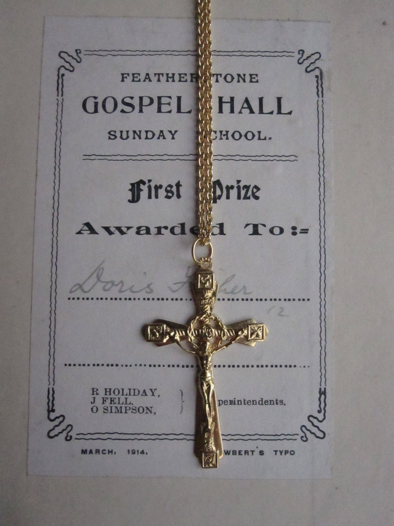 WDTS Gold plated 925 Silver ornate crucifix necklace