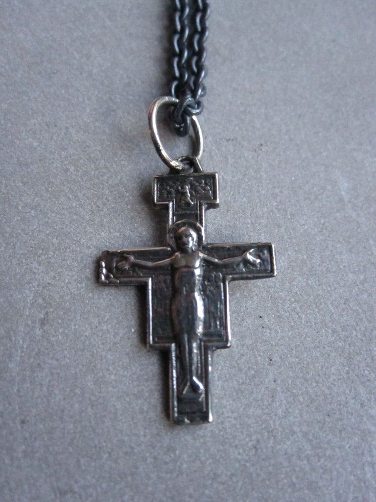 WDTS Oxidised 925 Silver cross with Jesus necklace