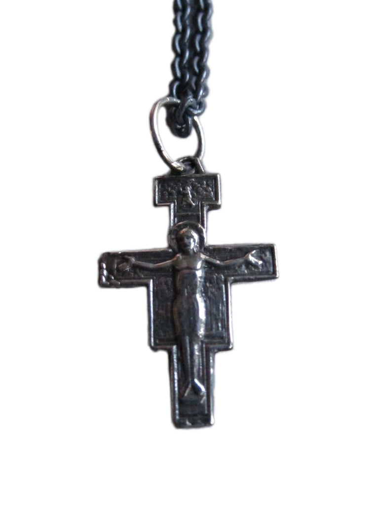 WDTS Oxidised 925 Silver cross with Jesus necklace