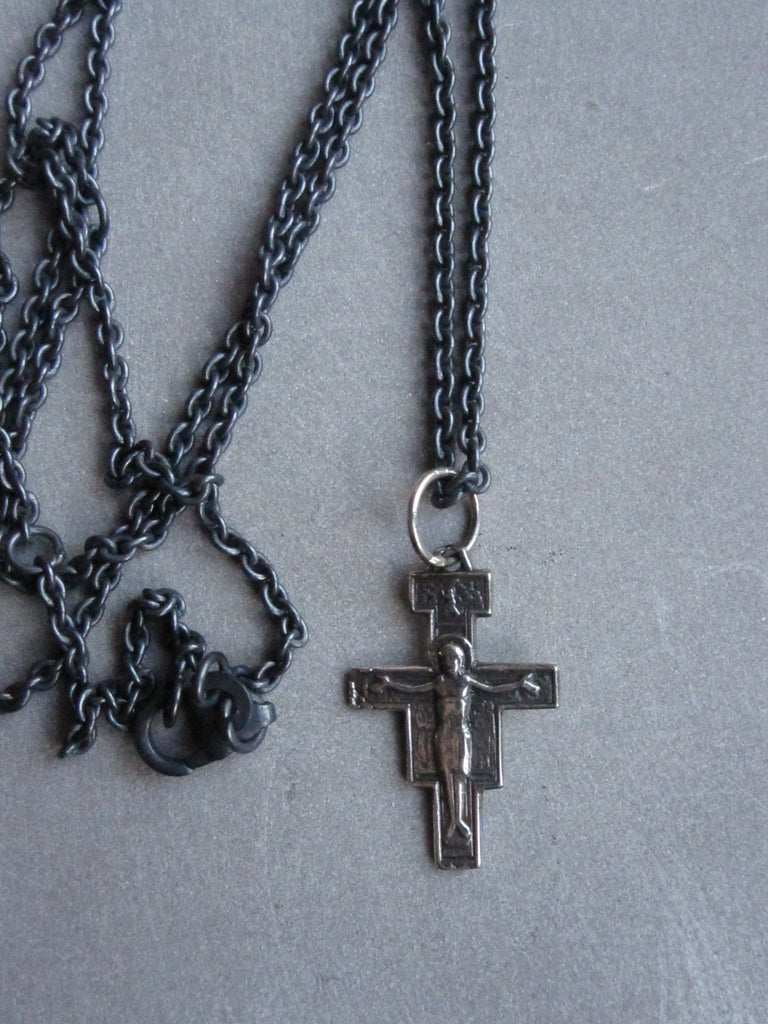 WDTS Oxidised 925 Silver cross with Jesus necklace