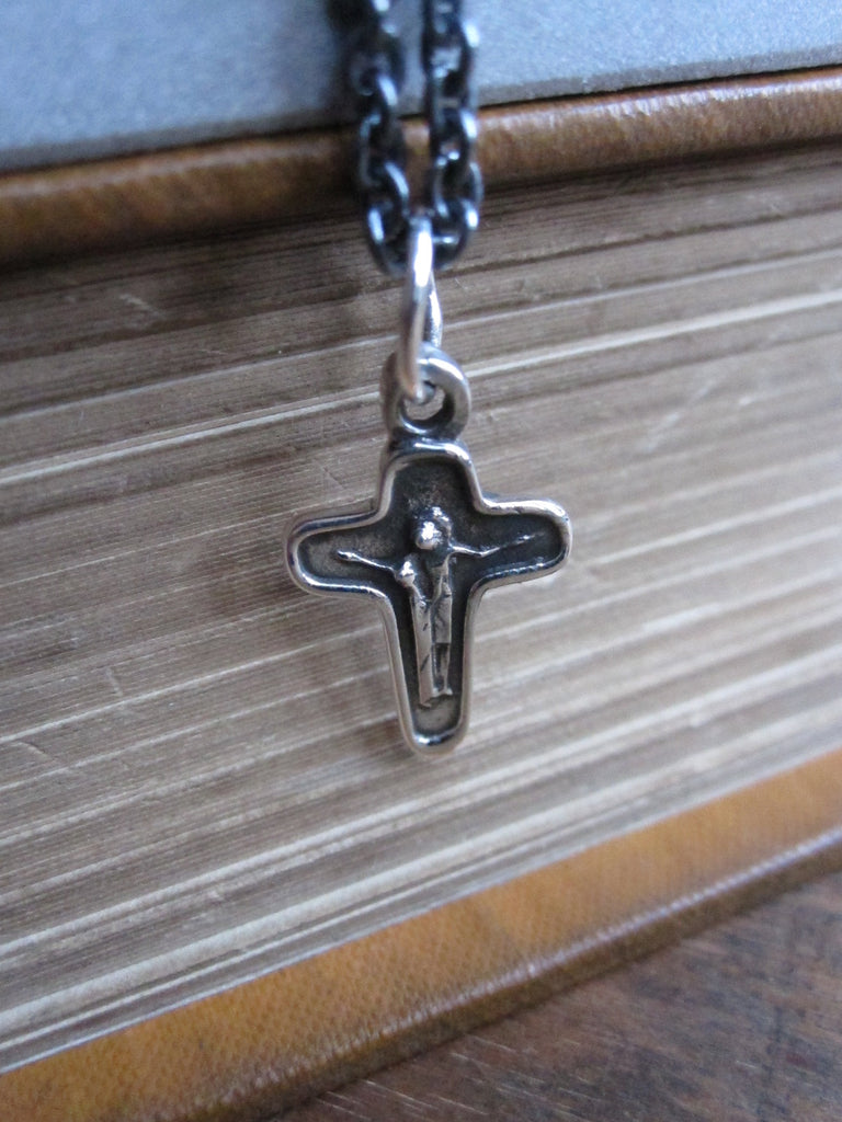 WDTS Oxidised 'Jesus on the cross' small pendant
