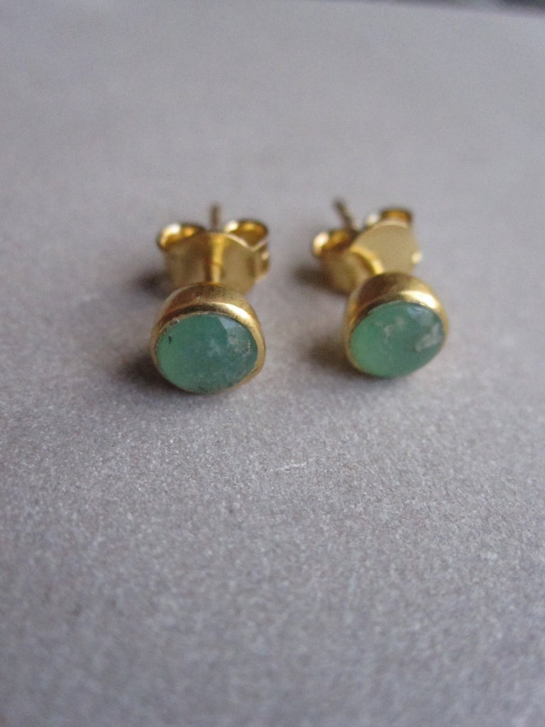 Gold plated Chrysophrase stud earrings