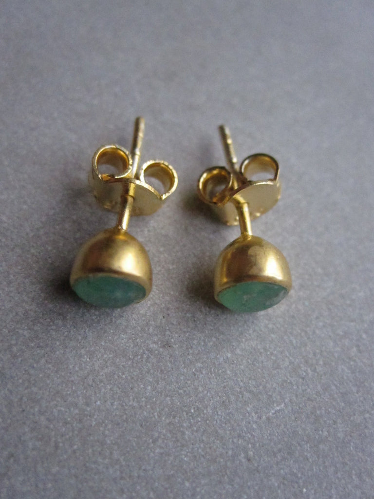 Gold plated Chrysophrase stud earrings