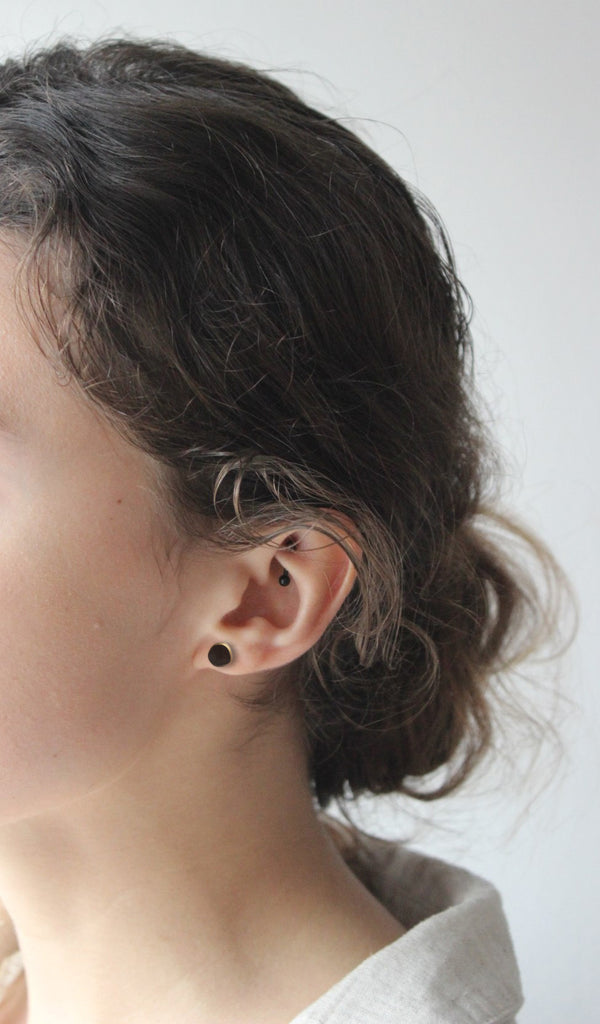 Gold plated irregular Onyx Earrings