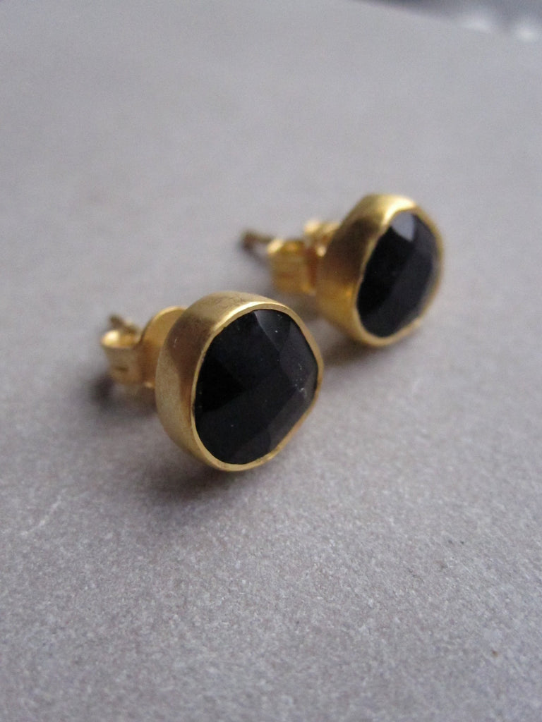 Gold plated irregular Onyx Earrings