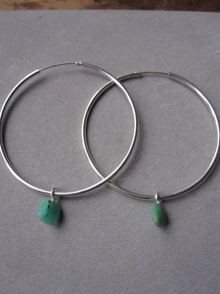 925 Silver Chrysophrase Hoop Earrings