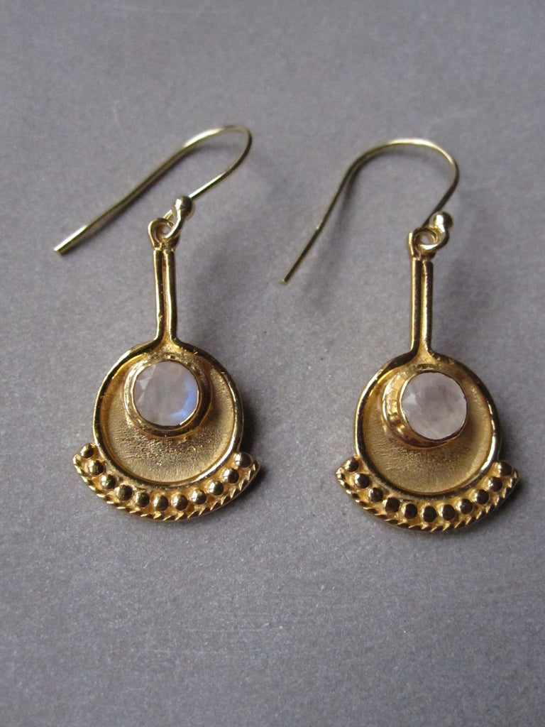 925 Silver Egon Earrings - Gold, moonstone