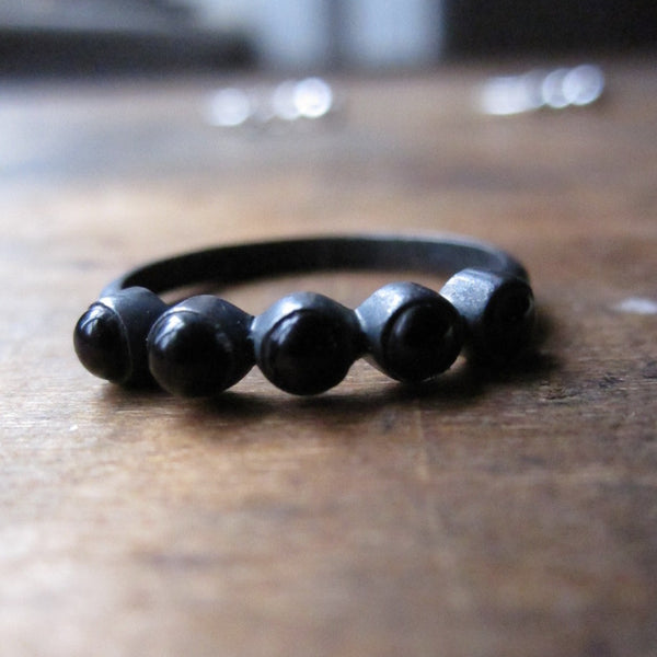 925 Silver multi Black Onyx Ring - oxidised