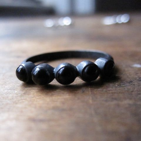 925 Silver multi Black Onyx Ring - oxidised