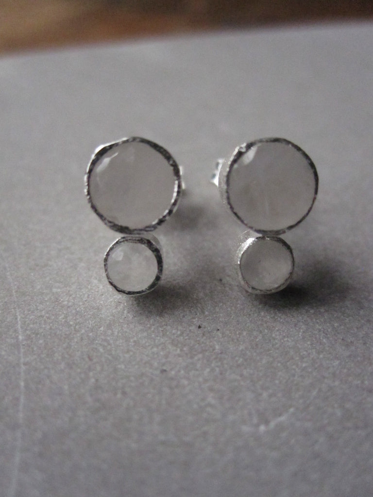 925 Silver Double Moonstone Earrings