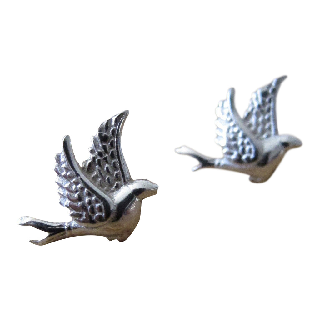 925 Silver Little Bird Studs- oxidised