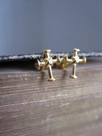 Bound cross Studs- gold