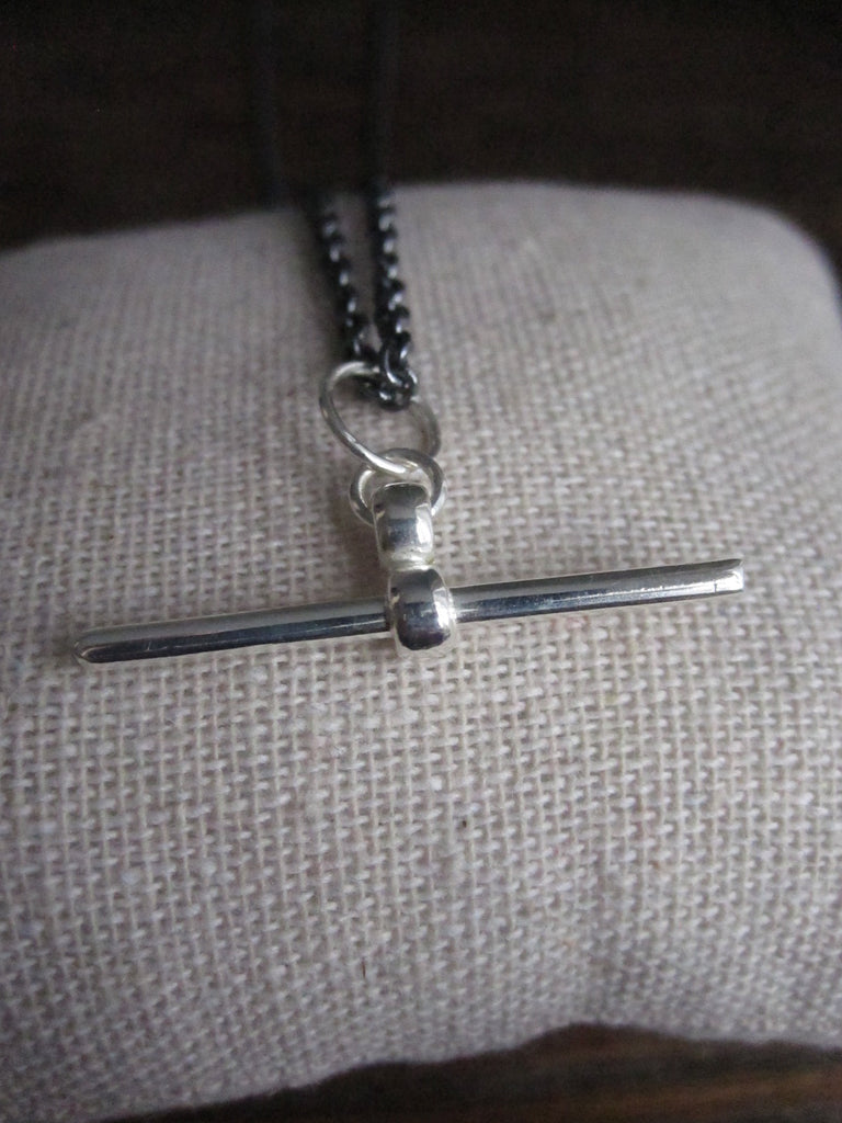 T-bar chain necklace - oxid / silver