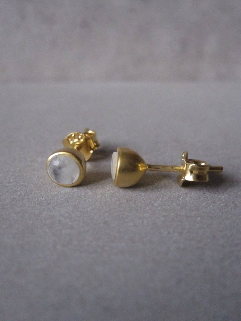Gold plated Moonstone stud earrings
