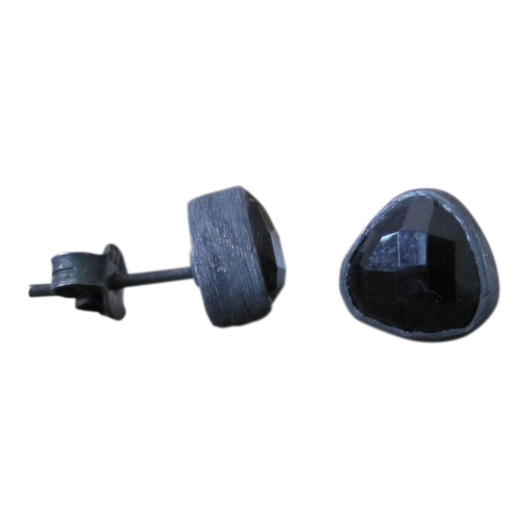925 Silver Irregular Onyx Earrings
