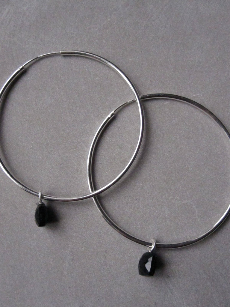 Black onyx hoop earrings