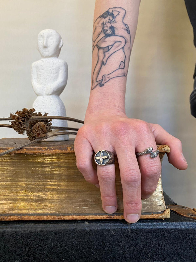 925 Silver Oxidised Cross Ring