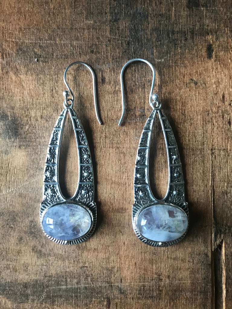 Luna Earrings - Silver Moonstone