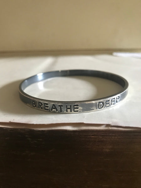 WDTS Oxidised Silver bangle - BREATHE DEEP