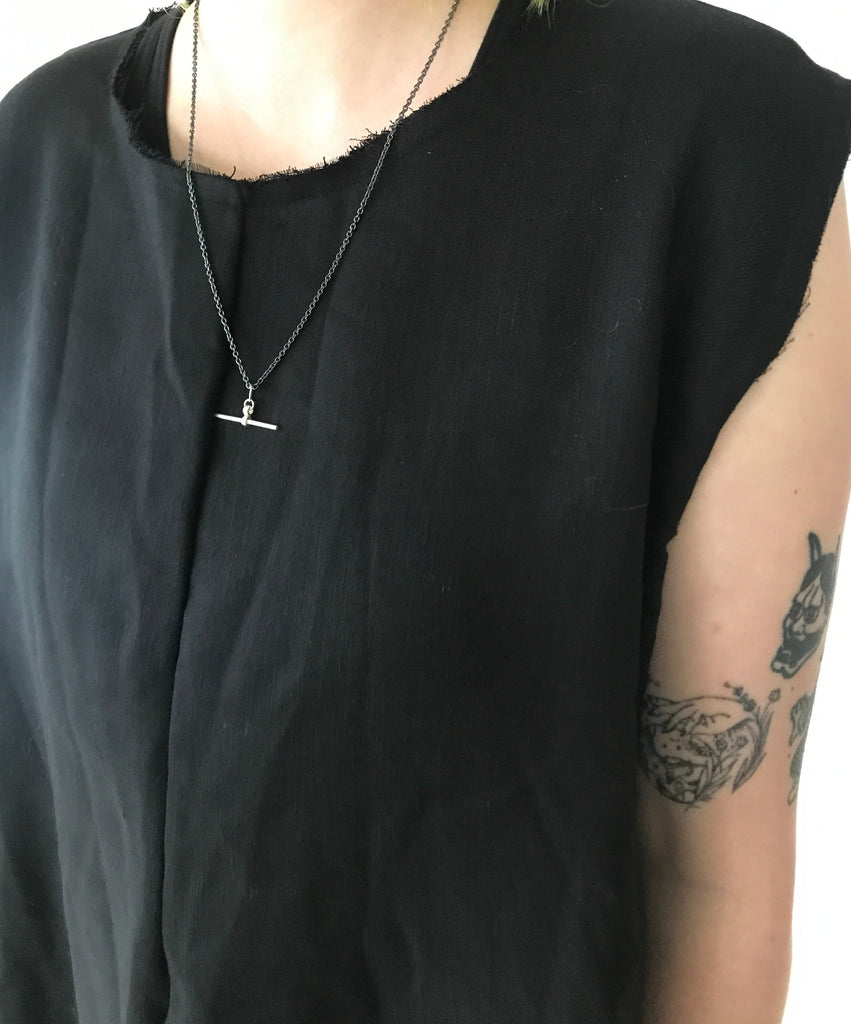 T-bar chain necklace - oxid / silver