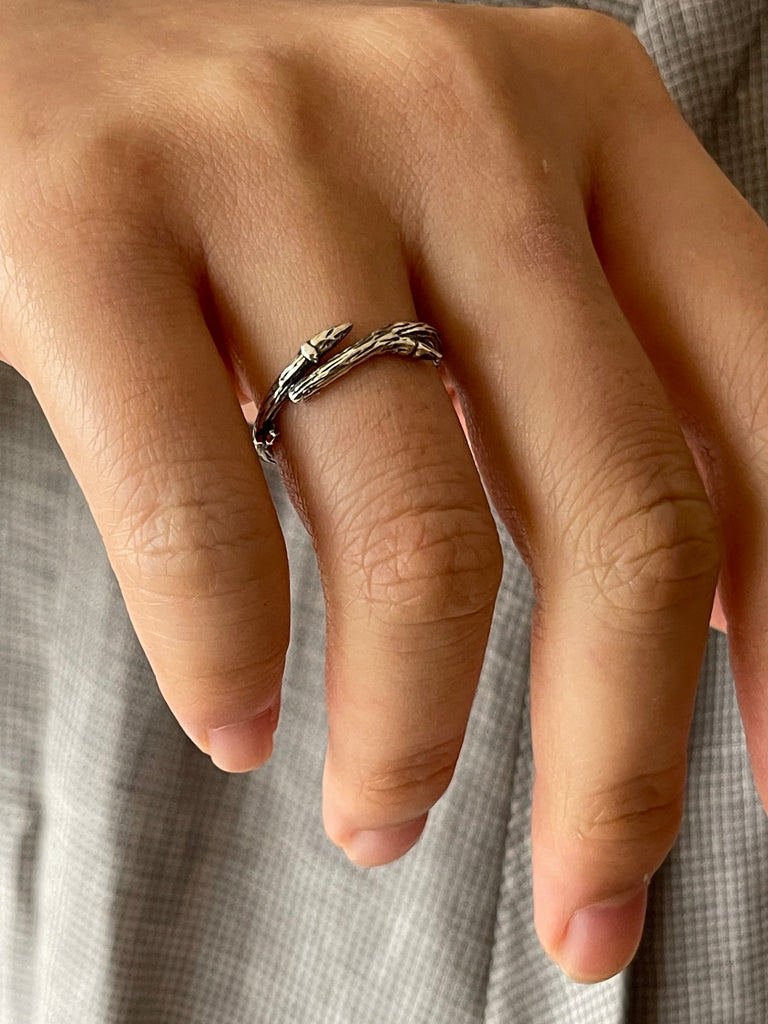 925 Silver Oxidised Branch Ring