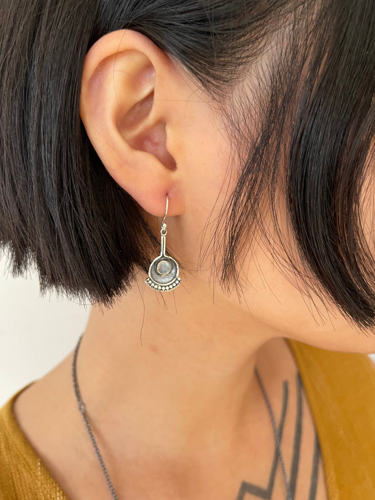 925 Silver Egon Earrings - Silver, Moonstone