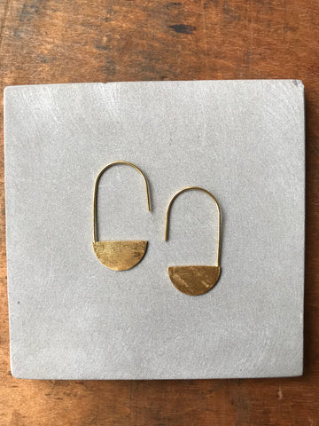 925 Silver Semi Circle Earrings - Gold