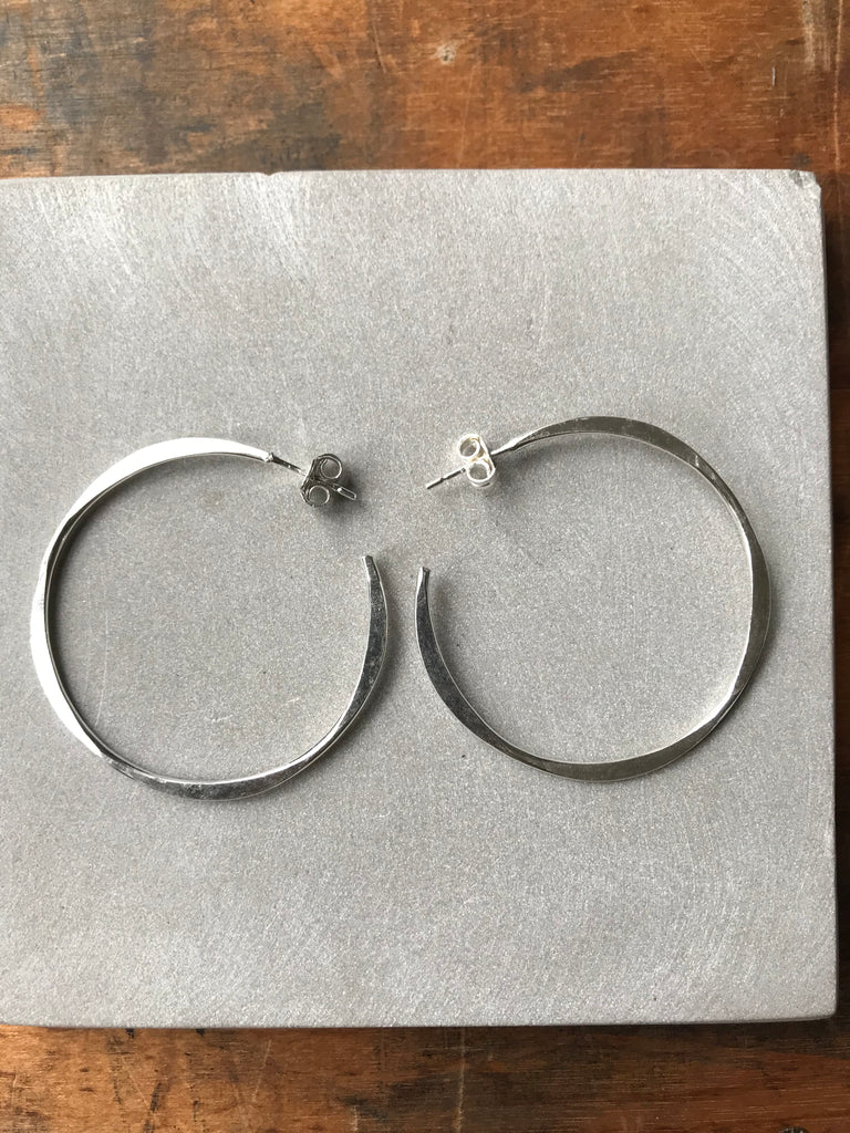 925 Silver Irregular Medium Hoops